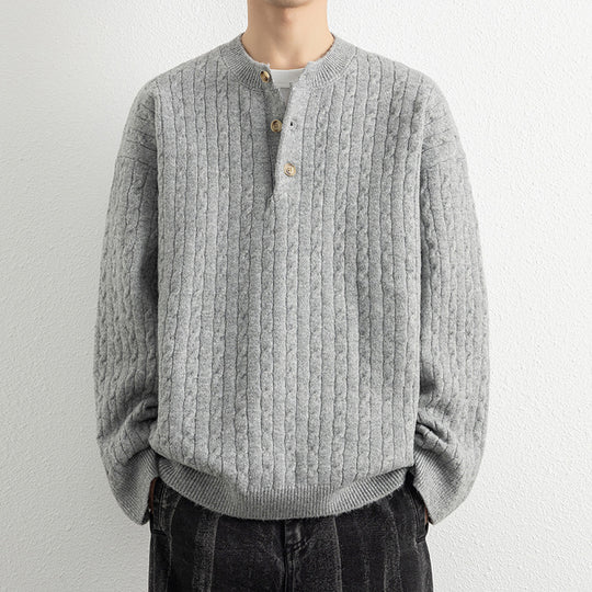 Herren Strickpullover mit Knopfdetails und strukturierter Oberfläche EB