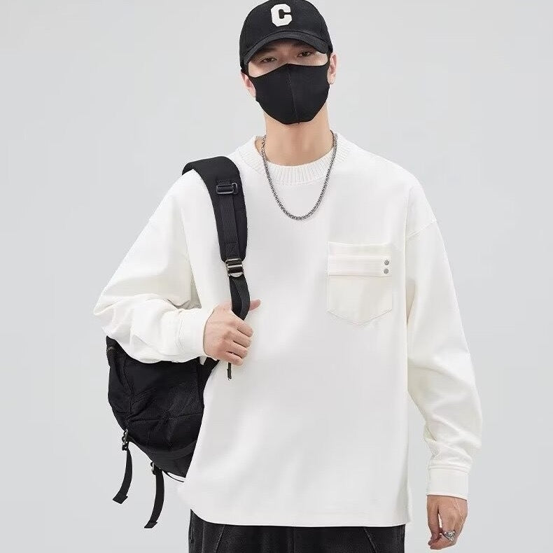Herren lässiges Langarmshirt mit praktischer Brusttasche EB