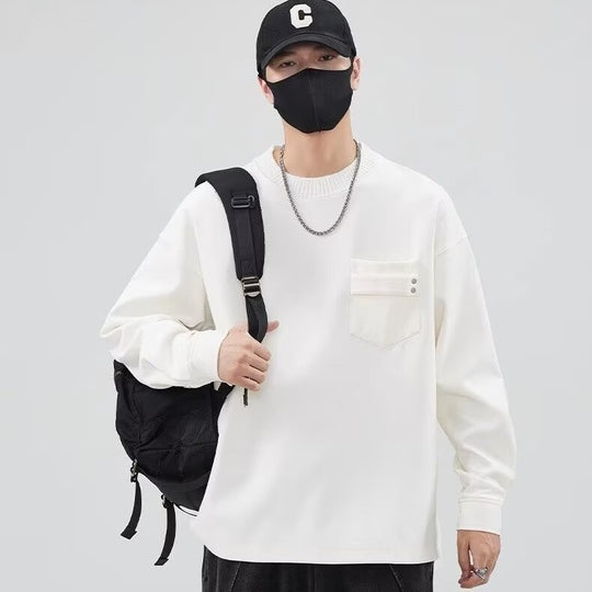 Herren lässiges Langarmshirt mit praktischer Brusttasche EB