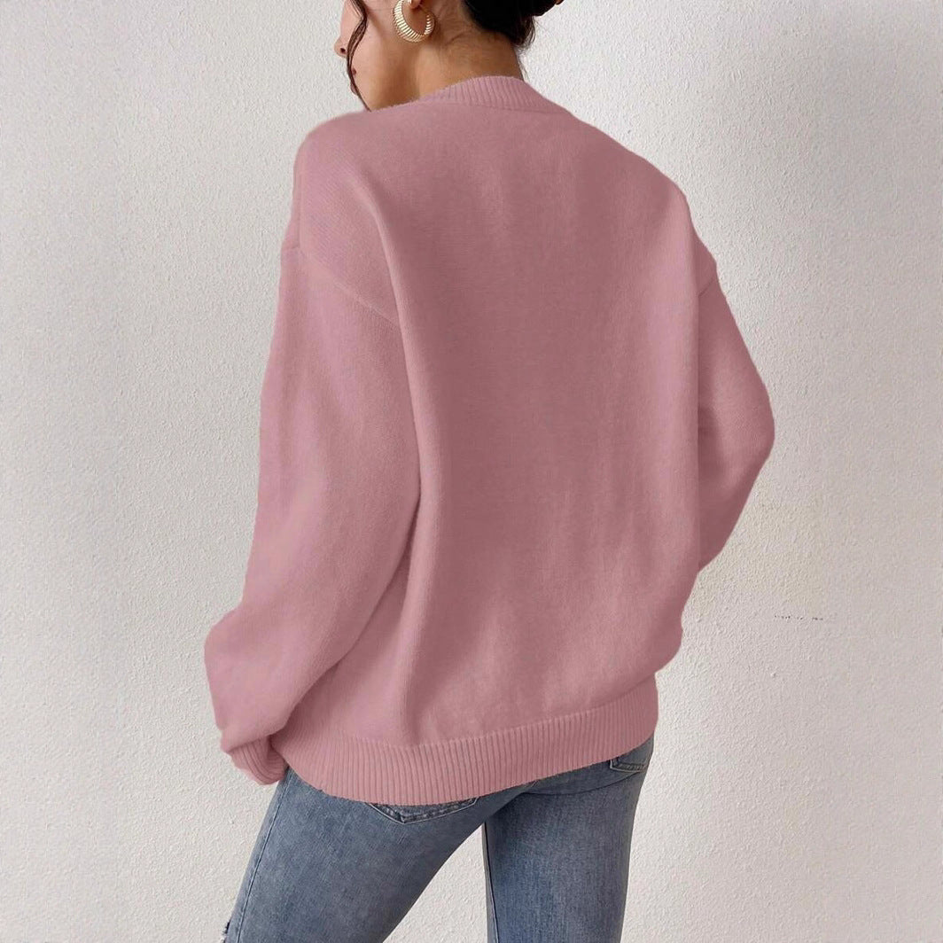 Damen Strickpullover mit Herzoptik und lässigem Schnitt EB
