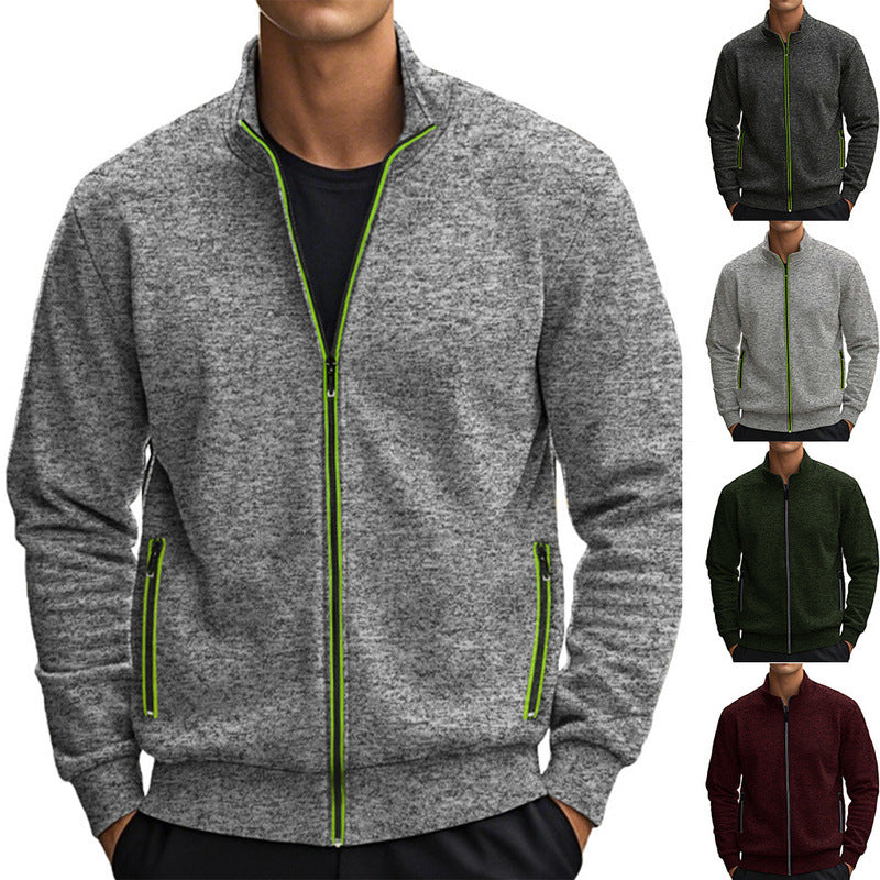 Herren Sweatjacke mit hohem Kragen und praktischen Reißverschlusstaschen EB