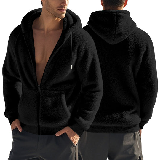 Herren nan kuschelige Sherpa-Kapuzenjacke mit durchgehendem Reißverschluss und Kängurutaschen EB