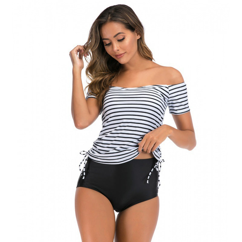 Damen Off-Shoulder Badeoberteil mit hohem Bund EB