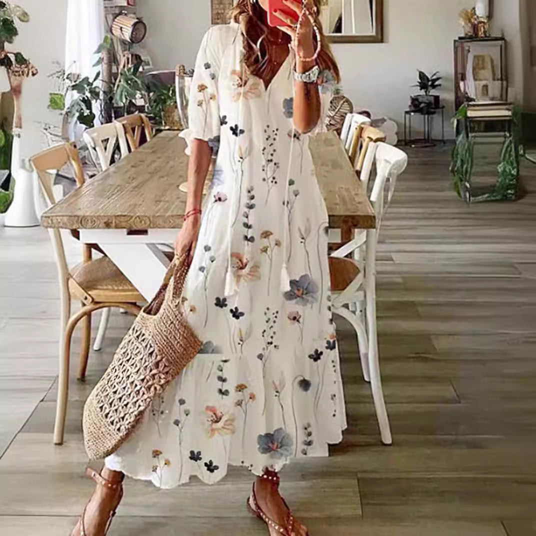 Damen Blütenverziertes Maxikleid Heidi-Mode