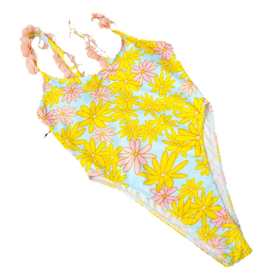 Damen Einteiler Badeanzug mit floralen Rüschendetails EB