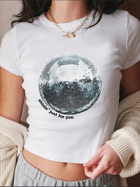 Damen Crop-T-Shirt mit kreativen Schleifen-Details EB