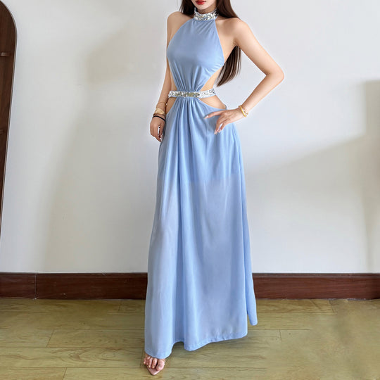 Damen Maxikleid mit seitlichen Cut-Outs und schwingendem Rock R&B