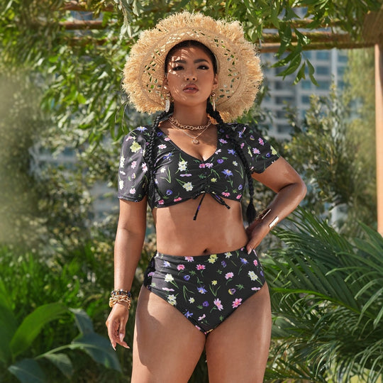 Damen Bikini-Set mit romantischen Rüschendetails und floralem Muster EB