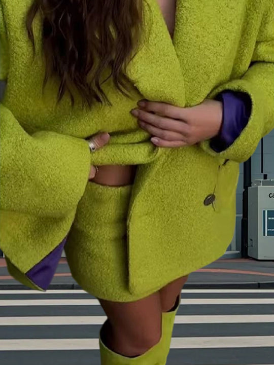 Damen Trendiger Überwurf-Blazer aus Wollmischung mit Herz-Detail EB