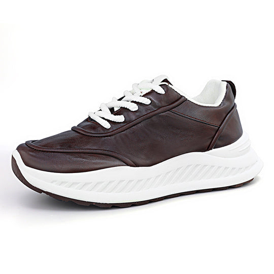 Damen Sportliche Leder Sneakers mit dämpfender Laufsohle und atmungsaktiver Konstruktion EB