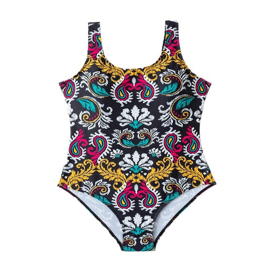 Damen Einteiler Badeanzug mit buntem Paisleydesign EB