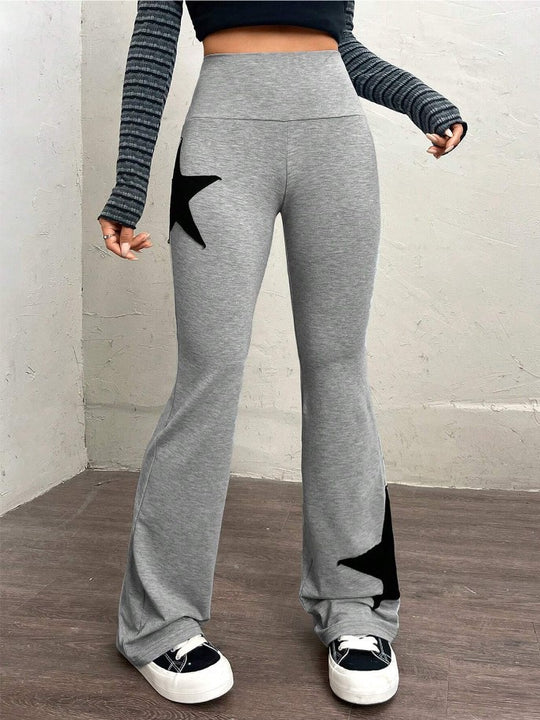 Damen legere Bootcut-Leggings mit Sternen-Motiv EB
