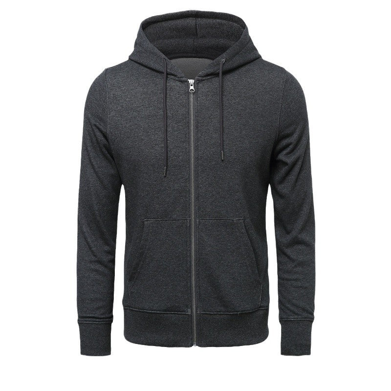Herren nan schmal geschnittener Zip-Hoodie mit Metall-Reißverschluss, doppellagiger Kapuze und Kängurutasche EB