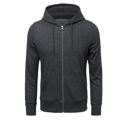 Herren nan schmal geschnittener Zip-Hoodie mit Metall-Reißverschluss, doppellagiger Kapuze und Kängurutasche EB