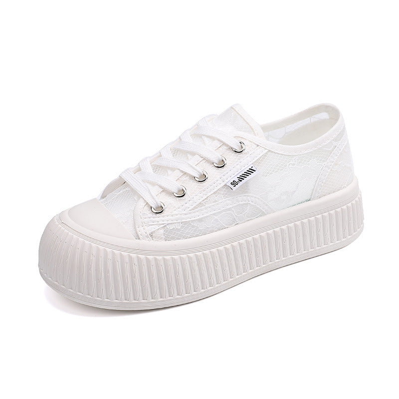 Damen Sneaker mit transparenter Spitze und extrahoher Sohle EB