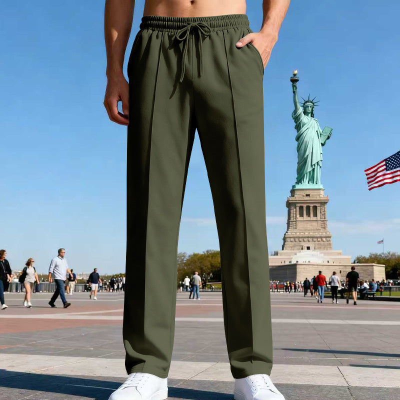 Herren nan lässig-elegante Bundfalten-Sweathose mit Bügelfalte, elastischem Tunnelzugbund und seitlichen Eingrifftaschen EB