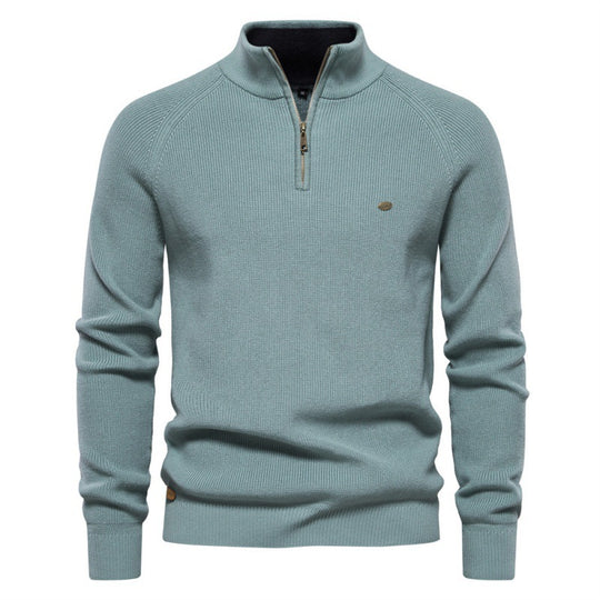 Herren Strickpullover mit halbem Reißverschluss und sportlichen Details EB