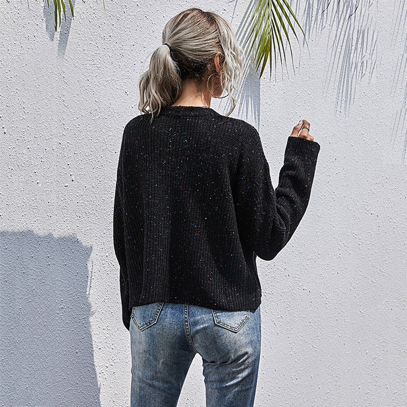 Damen lässiger Strickcardigan mit Knopfdetails und weit geschnittenen Ärmeln EB