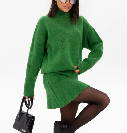 Damen bequemer Strickpullover mit überschnittenen Schultern und modischem Saum EB