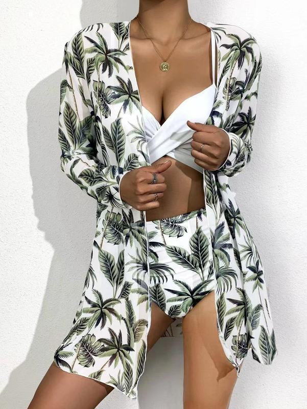 Damen Bikini Set mit fließendem floralem Kimono EB