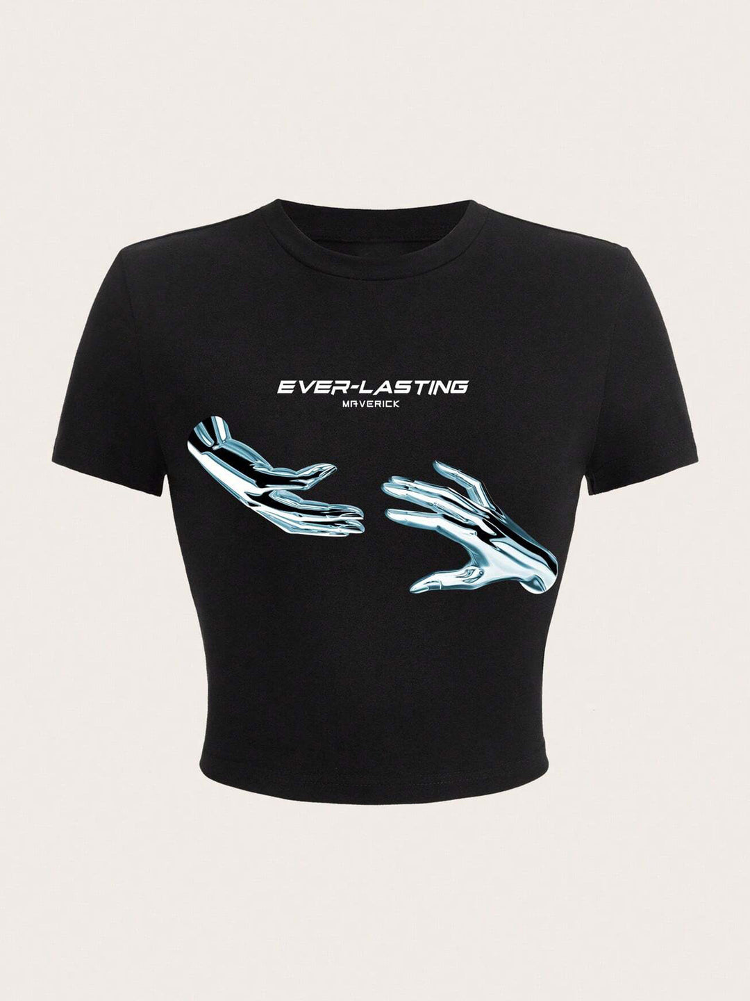 Damen T-Shirt mit funkelndem Discokugel-Motiv und zeitgemäßem Schleifendetail EB