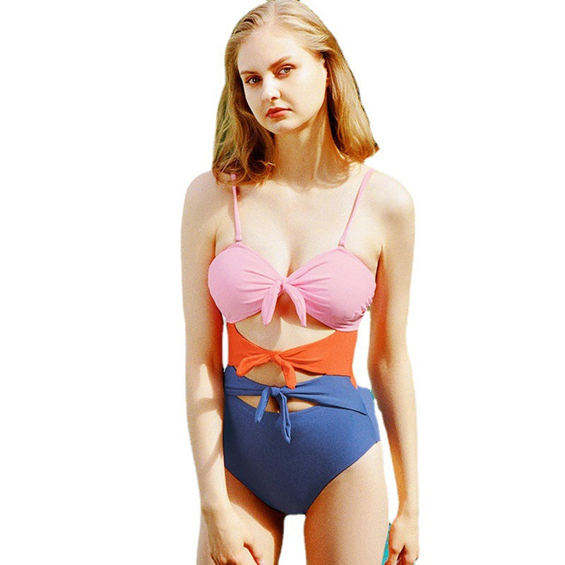 Damen Modischer Einteiler mit Knoten und Cut-Outs EB