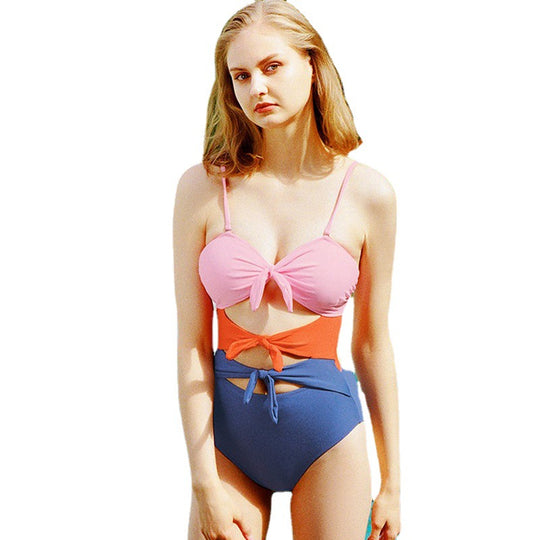 Damen Modischer Einteiler mit Knoten und Cut-Outs EB