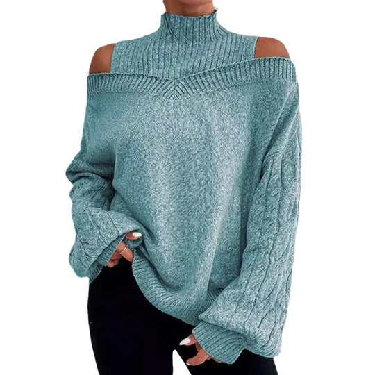 Damen Pullover mit schulterfreien Ärmeln und hohem Kragen EB