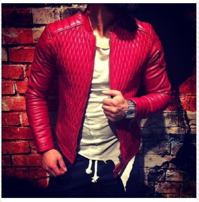 Herren elegante Kunstlederjacke mit strukturiertem Obermaterial EB