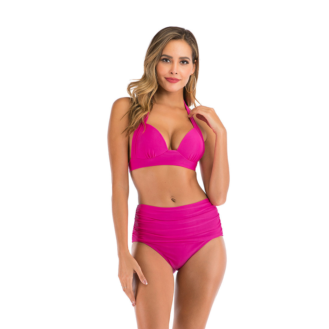 Damen Hoch taillierter Bikini mit floralem Design EB