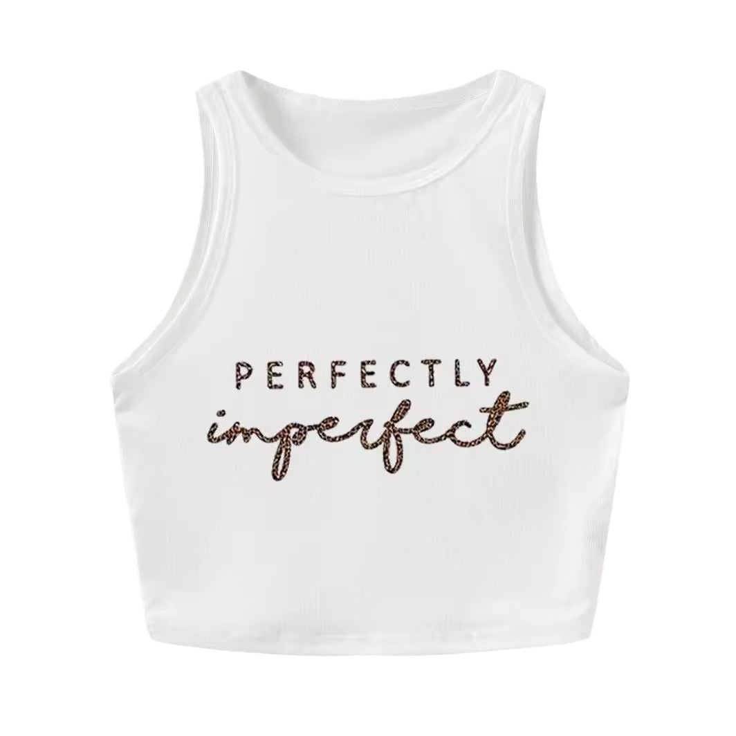 Damen Crop-Top mit auffälligem Schriftzug und körpernahem Schnitt EB