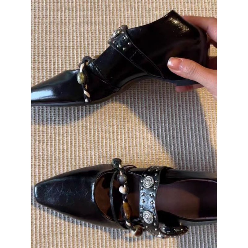 Damen elegante Slipper mit dekorativem Riemchendesign EB