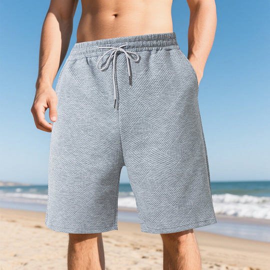 Herren nan knielange Textur-Badeshort mit elastischem Kordelbund und seitlichen Eingrifftaschen EB