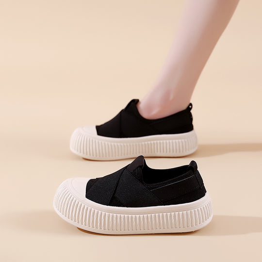 Damen modische Slip-On Sneakers mit elastischem X-Design und rutschfester Sohle EB