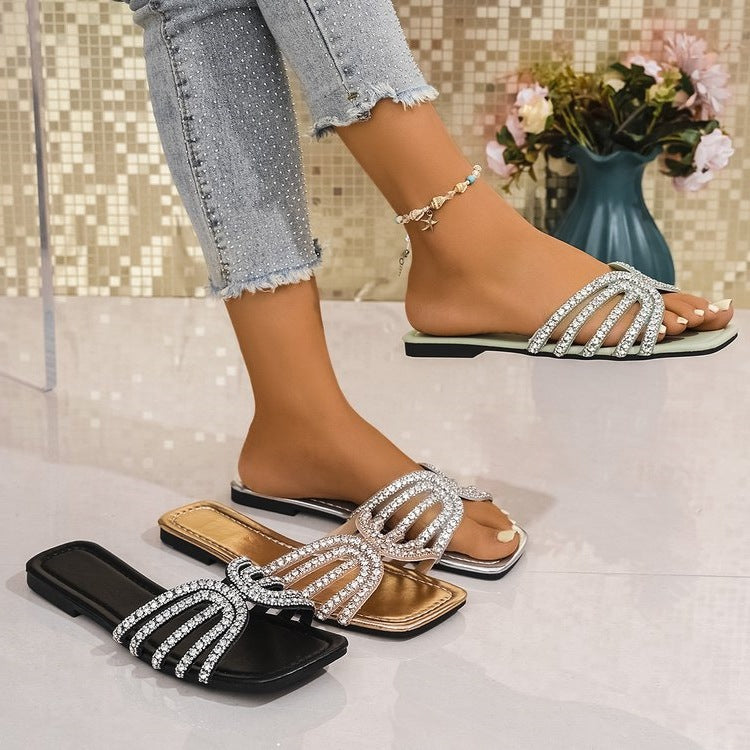 Damen Glamouröse Riemchensandalen mit funkelnden Strass-Applikationen EB