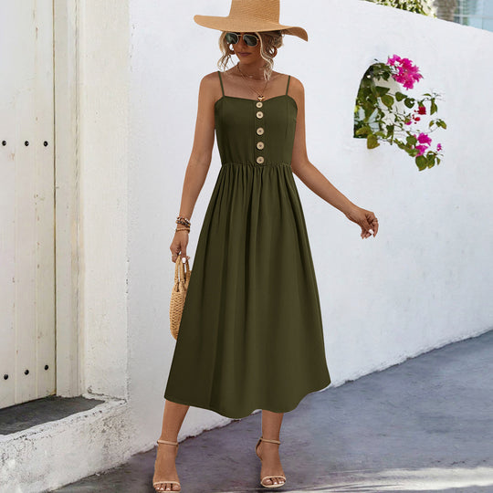 Damen Sommerliches Maxikleid mit Knopfdetails und komfortablem Schnitt EB