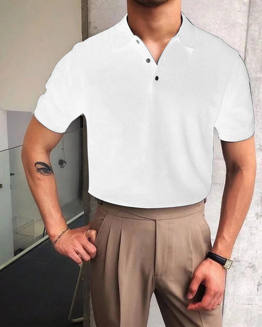 Herren nan Premium-Feinstrick-Poloshirt mit offenem Hemdkragen und dezenter Knopfleiste EB