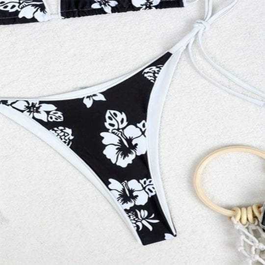 Damen Triangel-Bikini-Set mit verstellbaren Bändern und floralem Muster EB