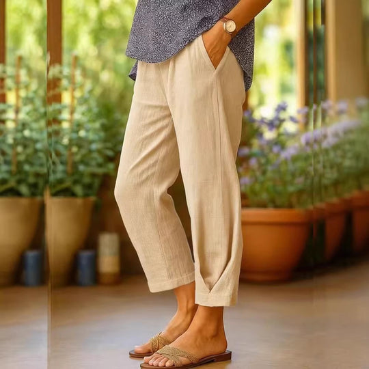 Damen Weite Leinenhose EB