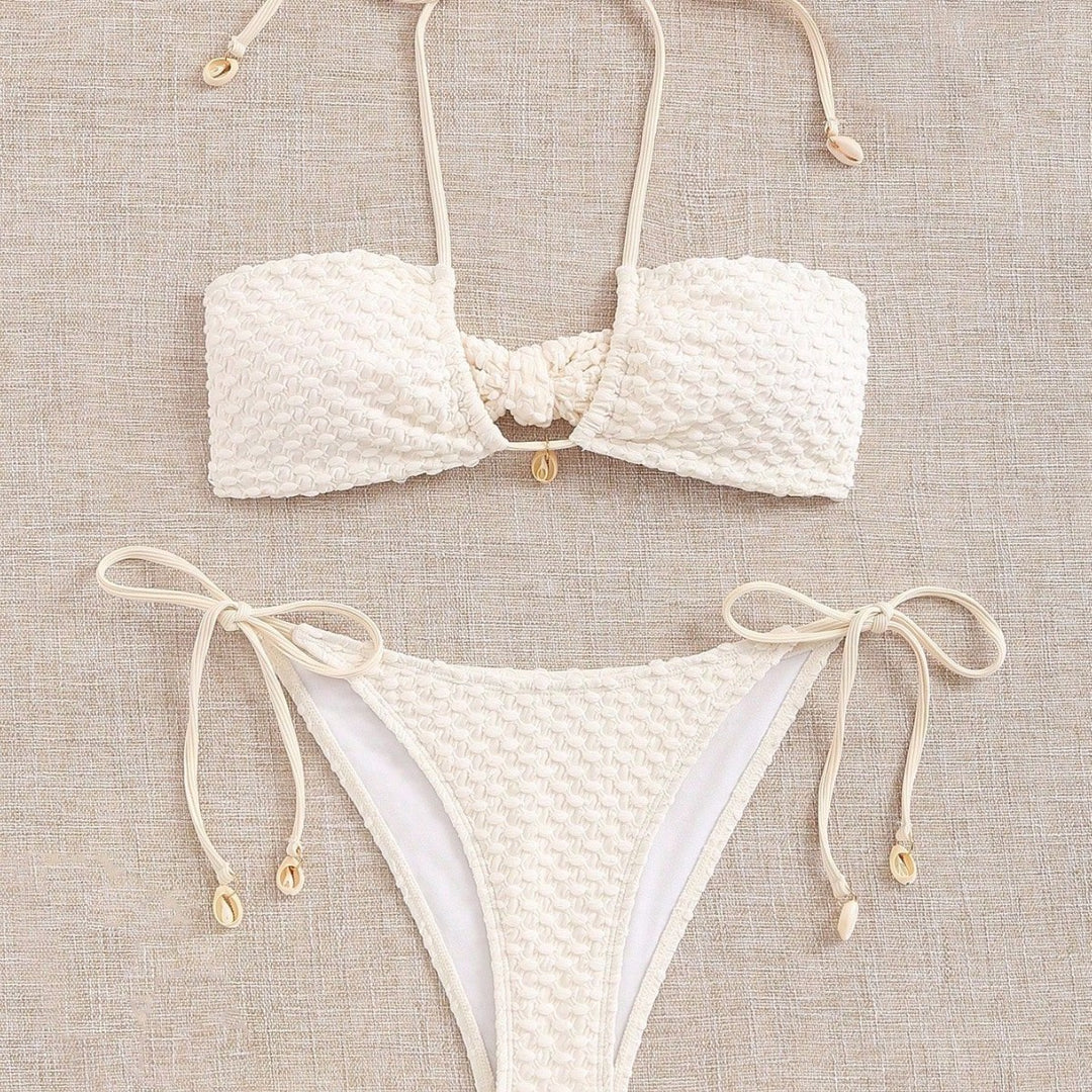Damen Bandeau-Bikini mit elastischen Bindebändern EB