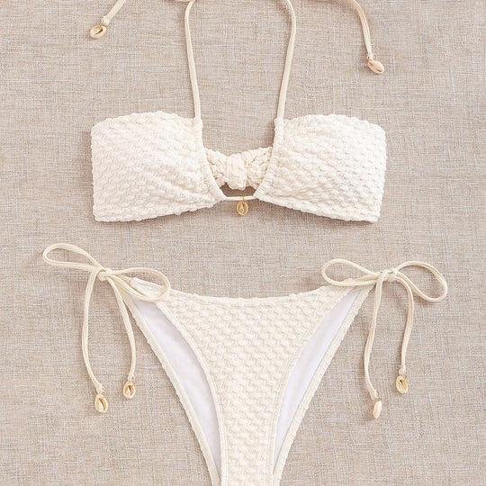 Damen Bandeau-Bikini mit elastischen Bindebändern EB