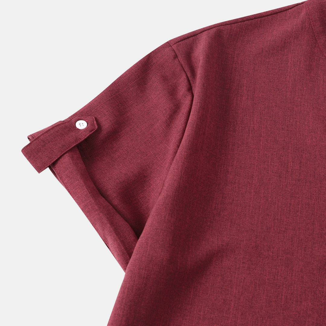 Herren Kurzarm-Hemd mit innovativem Henley-Kragen und lässigem Design EB