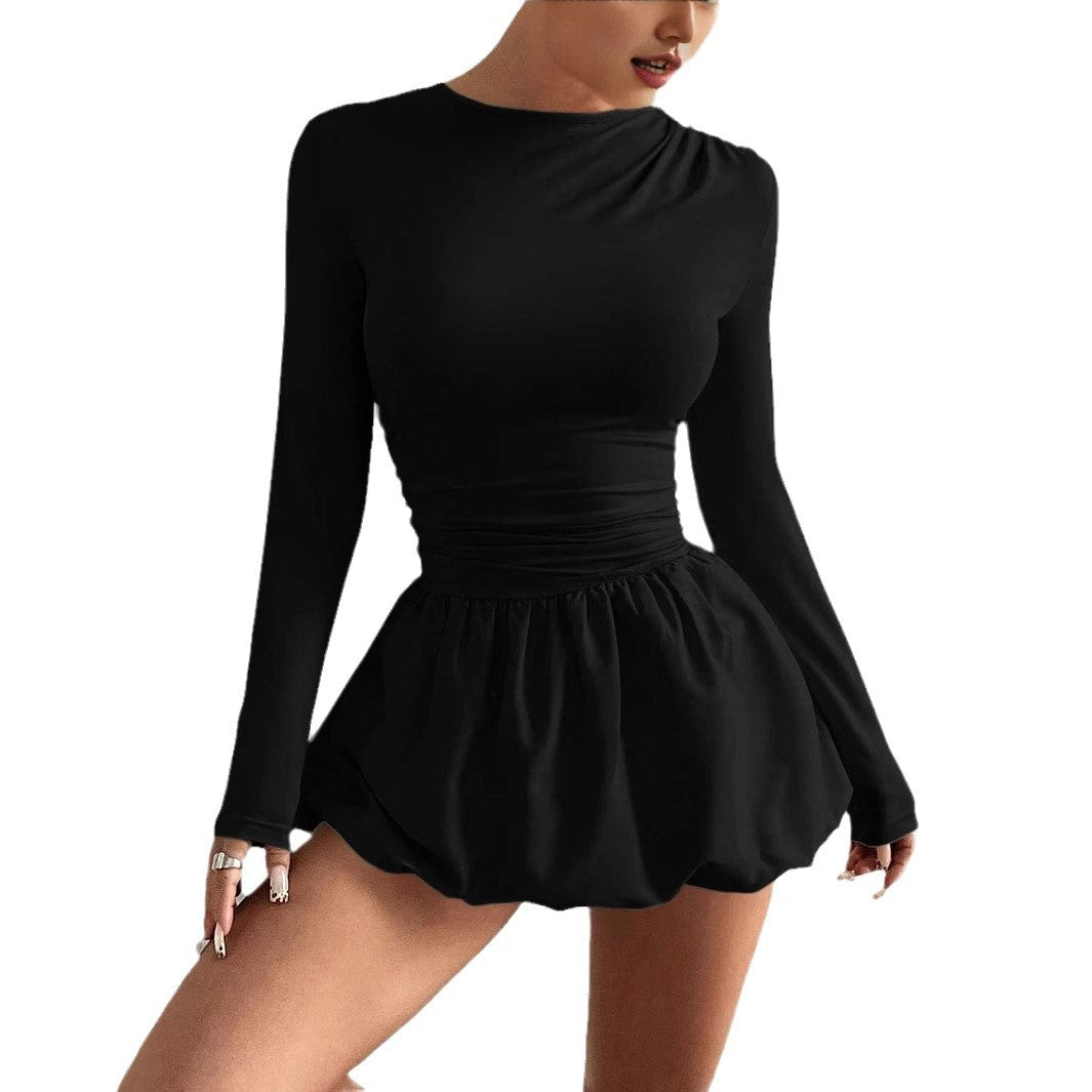 Damen Longsleeve T-Shirt mit Ballonrock EB