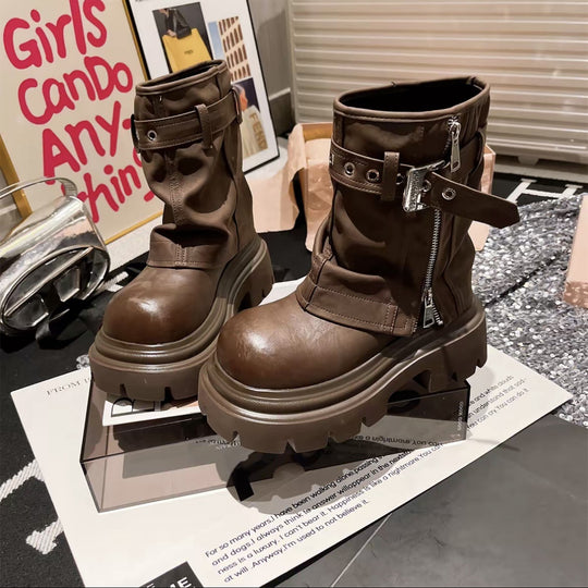 Damen Stiefeletten mit stylischem Schnallenverschluss und robustem Sohlenprofil EB
