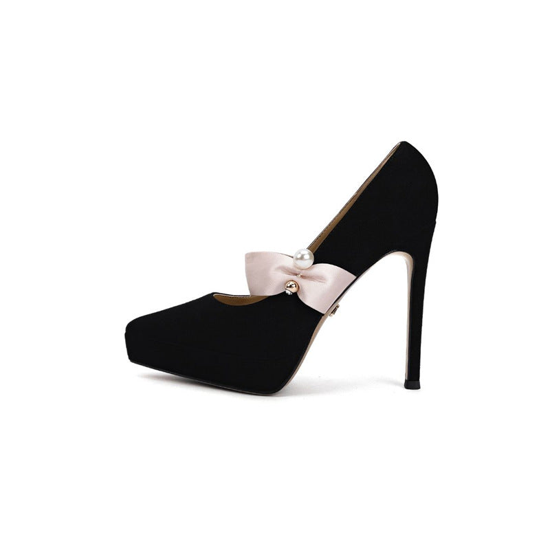 Damen elegante Stiletto-Pumps mit dekorativem Schleifenakzent EB