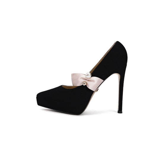 Damen elegante Stiletto-Pumps mit dekorativem Schleifenakzent EB