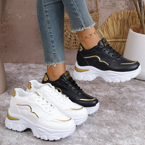 Damen Sportliche Sneaker mit modischem Metallic-Detail und dämpfender Sohle EB