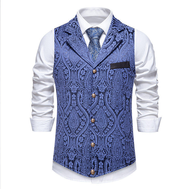 Herren elegante Anzugweste mit feinem Floral-Muster und hochwertiger Verarbeitung EB