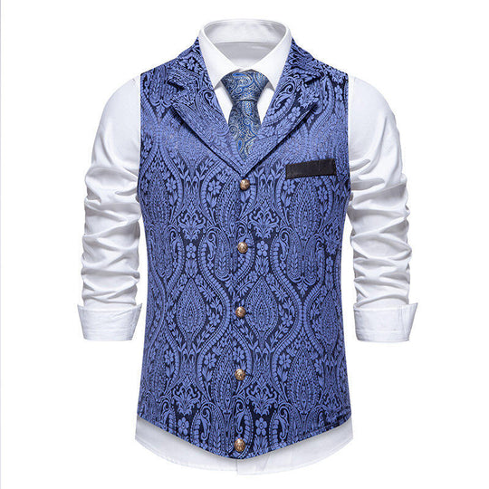 Herren elegante Anzugweste mit feinem Floral-Muster und hochwertiger Verarbeitung EB