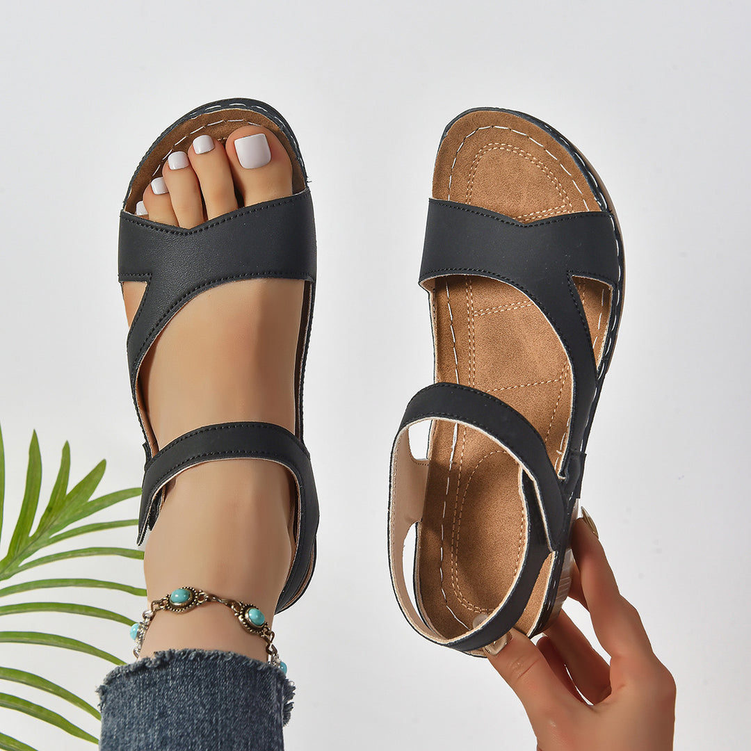 Damen bequeme Wedge-Sandalen mit verstellbaren Riemen und anatomischem Fußbett EB